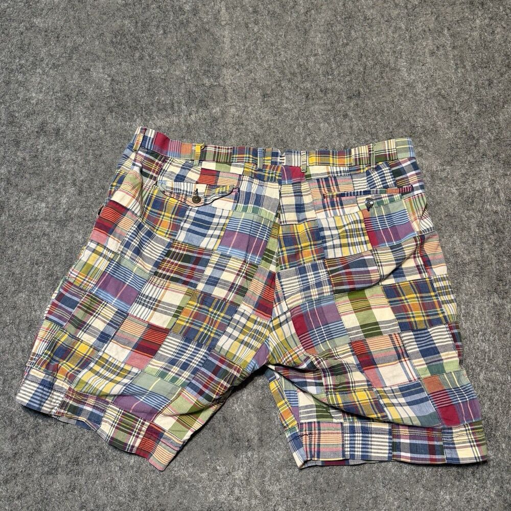 Vintage 90s Polo Ralph Lauren Indian Madras Shorts Size 38 Patchwork Plaid Prep - Picture 5 of 8